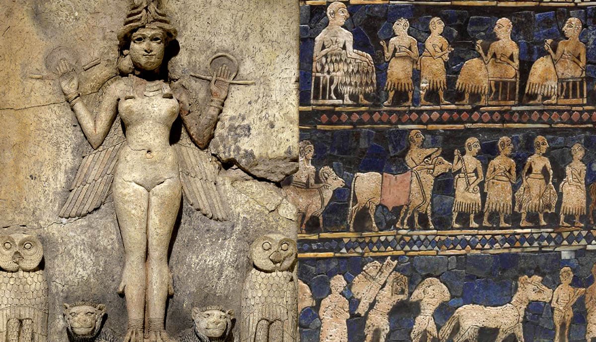 babylonian ishtar relief with standard ur royal tomb