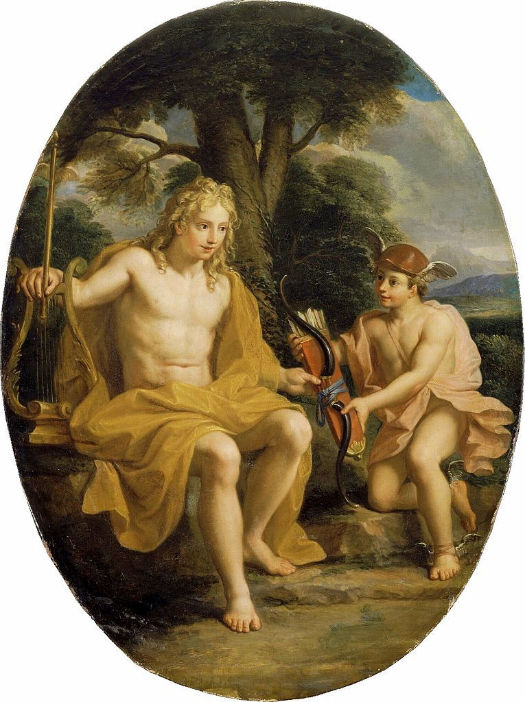 coypel story apollo god hermes painting