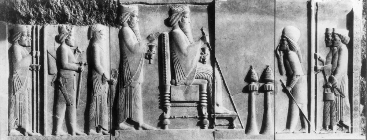 darius I incense burners detail courtyard bas relief