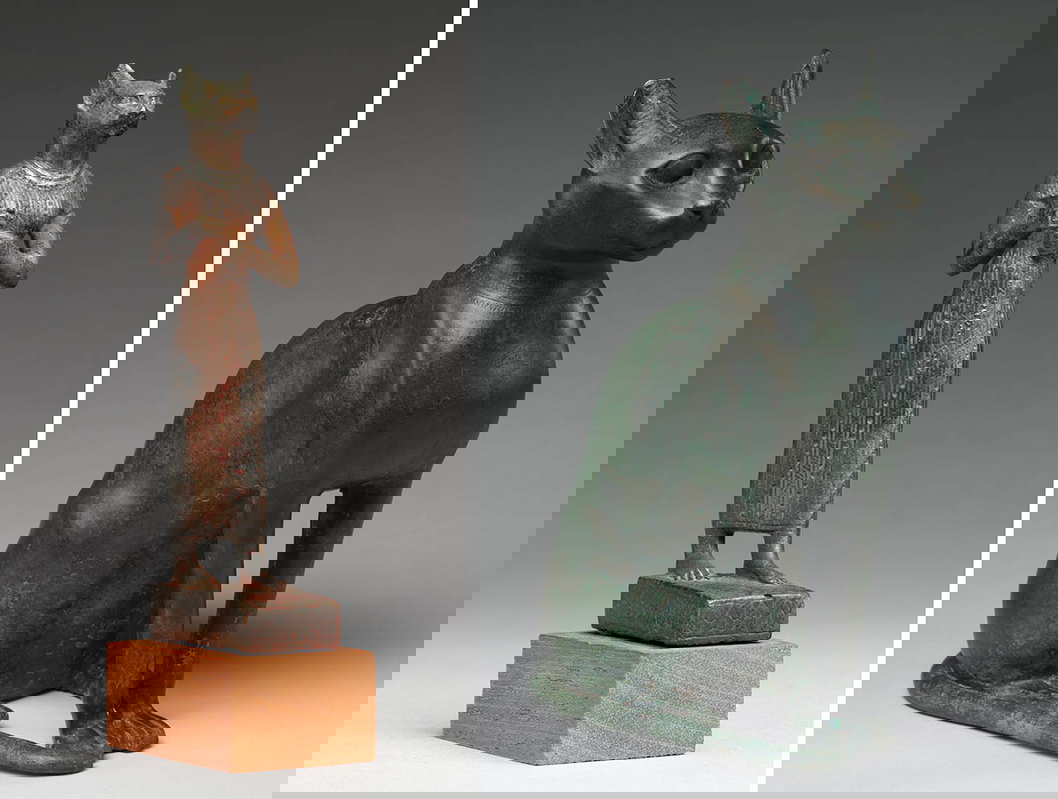 egyptian bronze bastet and cat met museum art