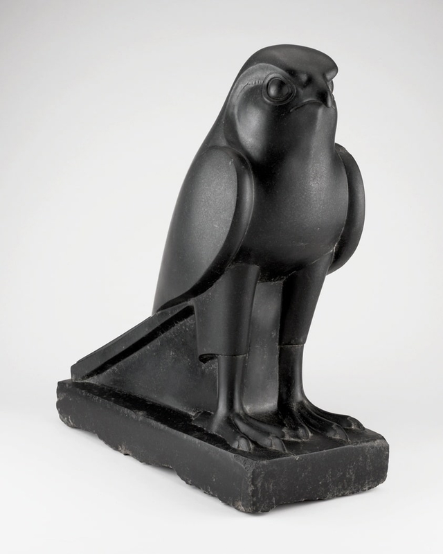 egyptian gods late period horus falcon stone statue