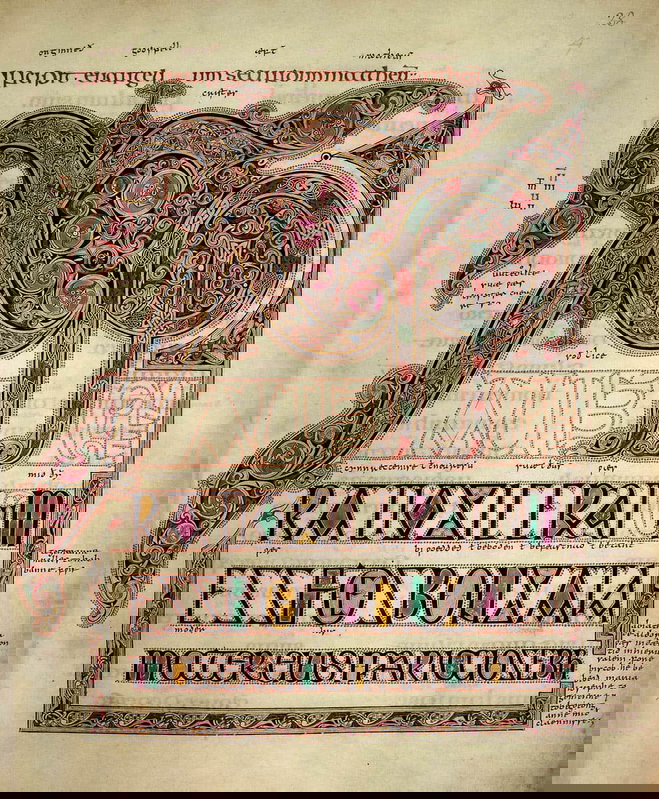 lindisfarne gospels writing chi ro