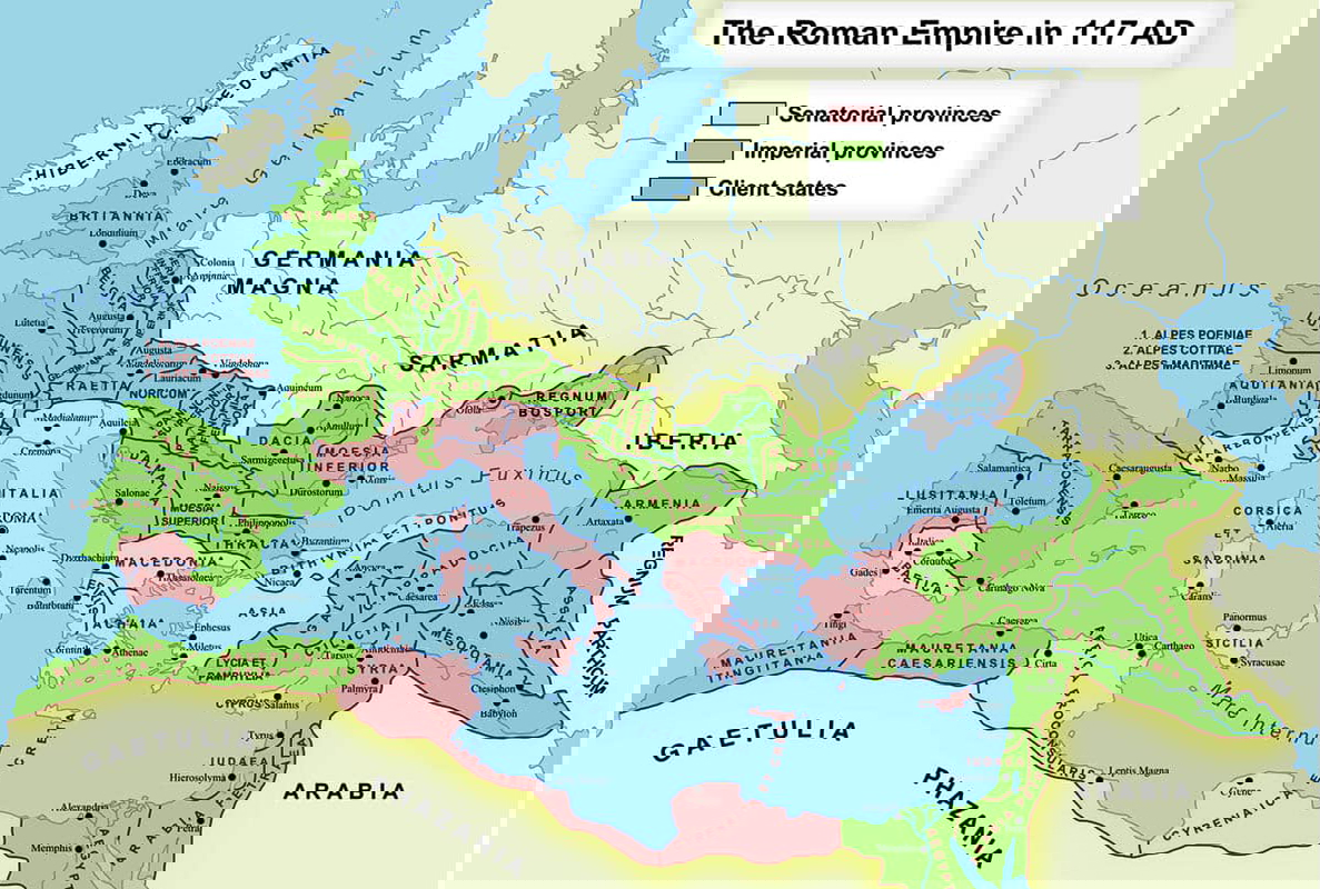 map of roman empire second century ce