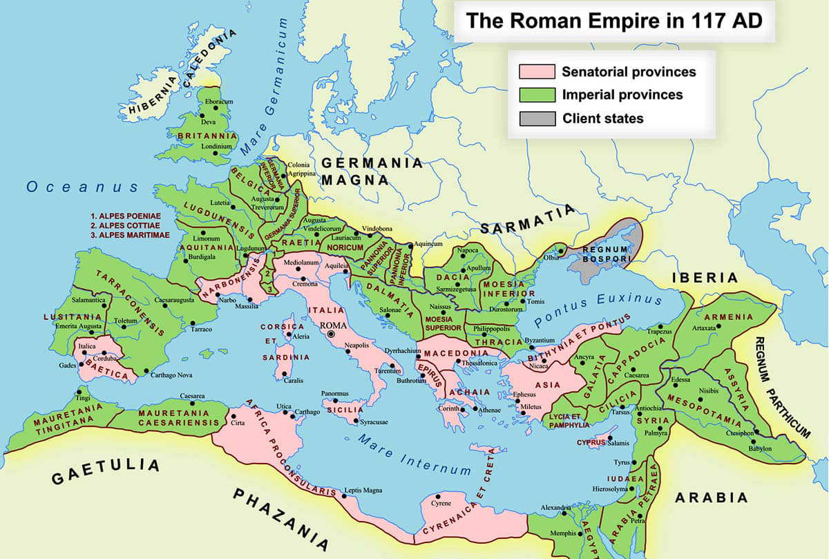 map of roman empire second century ce