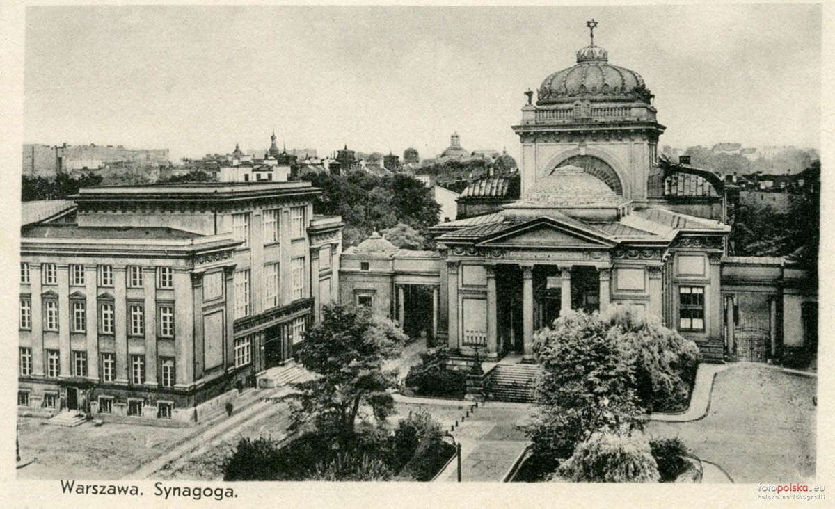 postcard great synagogue warsaw