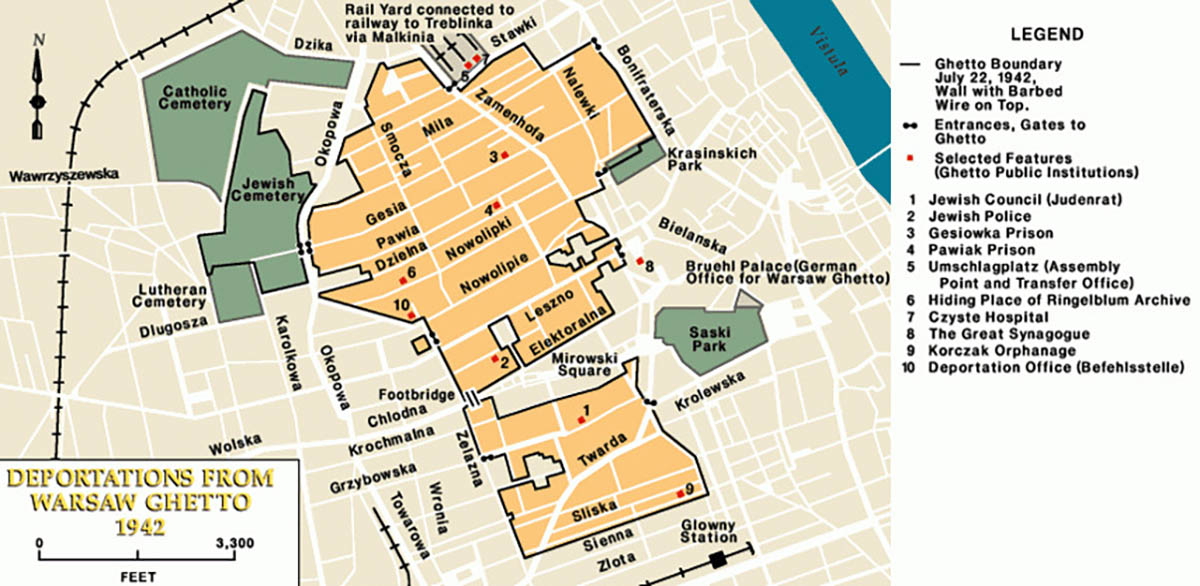 warsaw ghetto map deportations