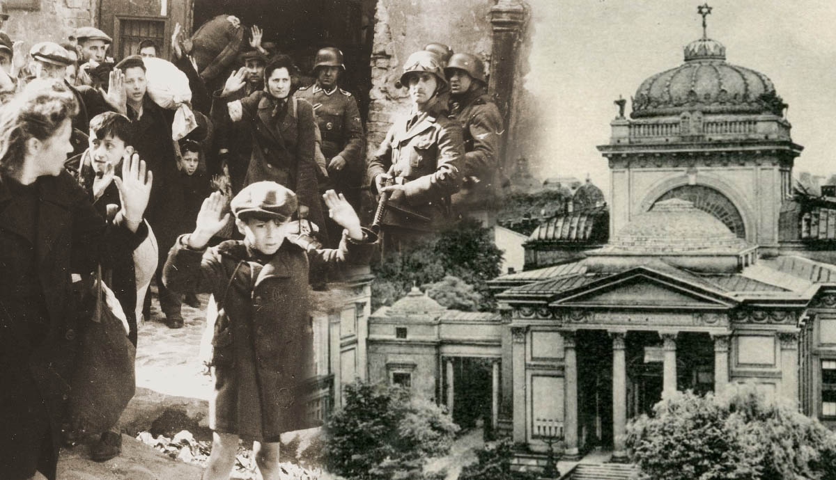 warsaw great synagogue with jews captured ghetto uprising