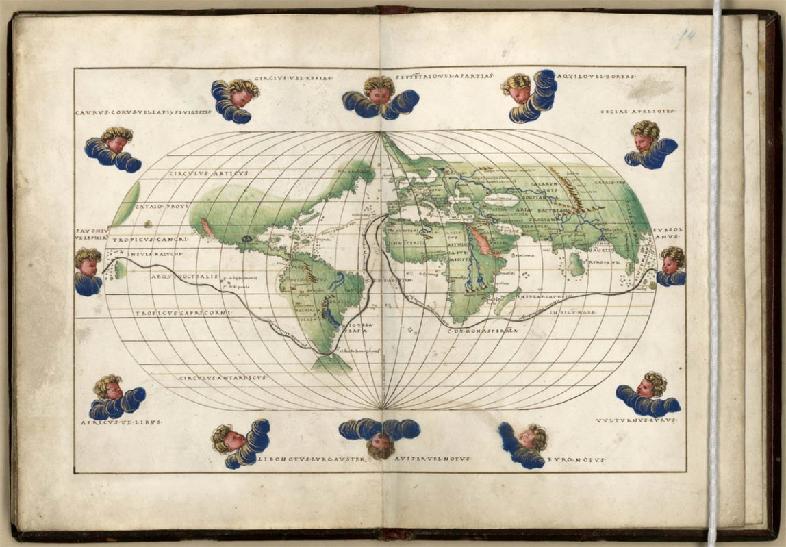 world map agnese atlas 16th century