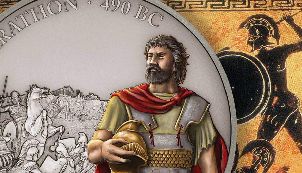 battle of marathon commemorative coin and amphora
