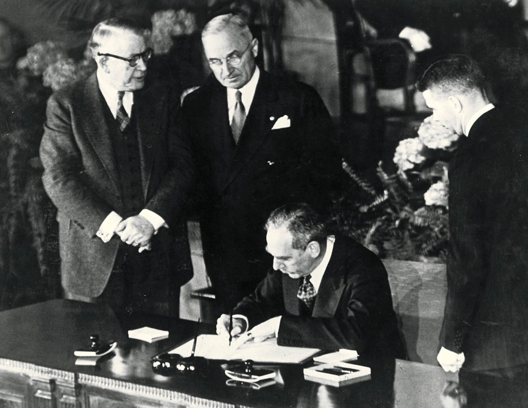 dean acheson nato treaty signing photo