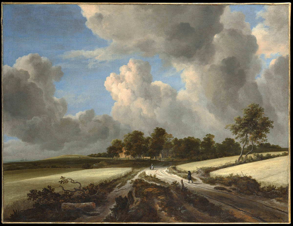 landscape painting ruisdael wheat fields