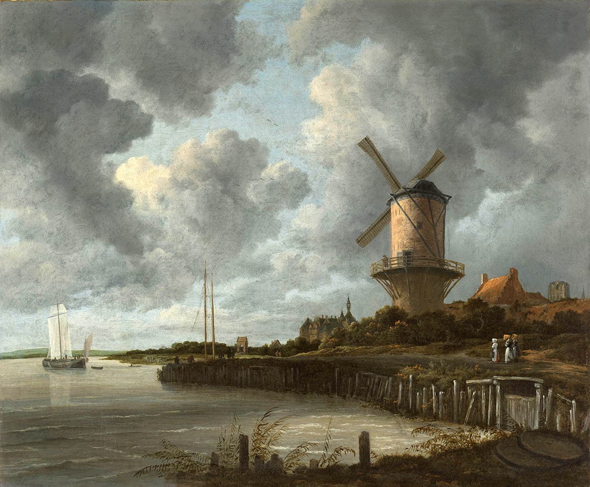 landscape painting ruisdael windmill