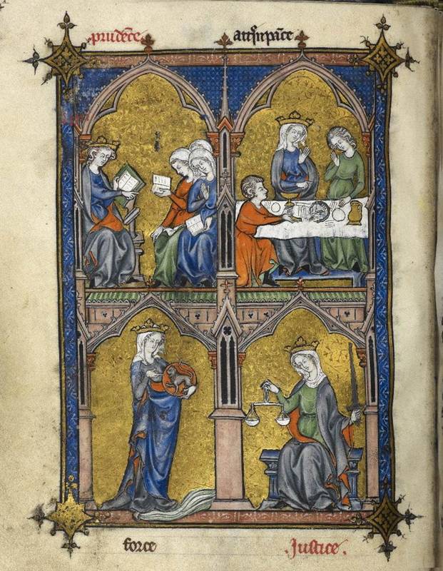 manuscript of the four cardinal virtues