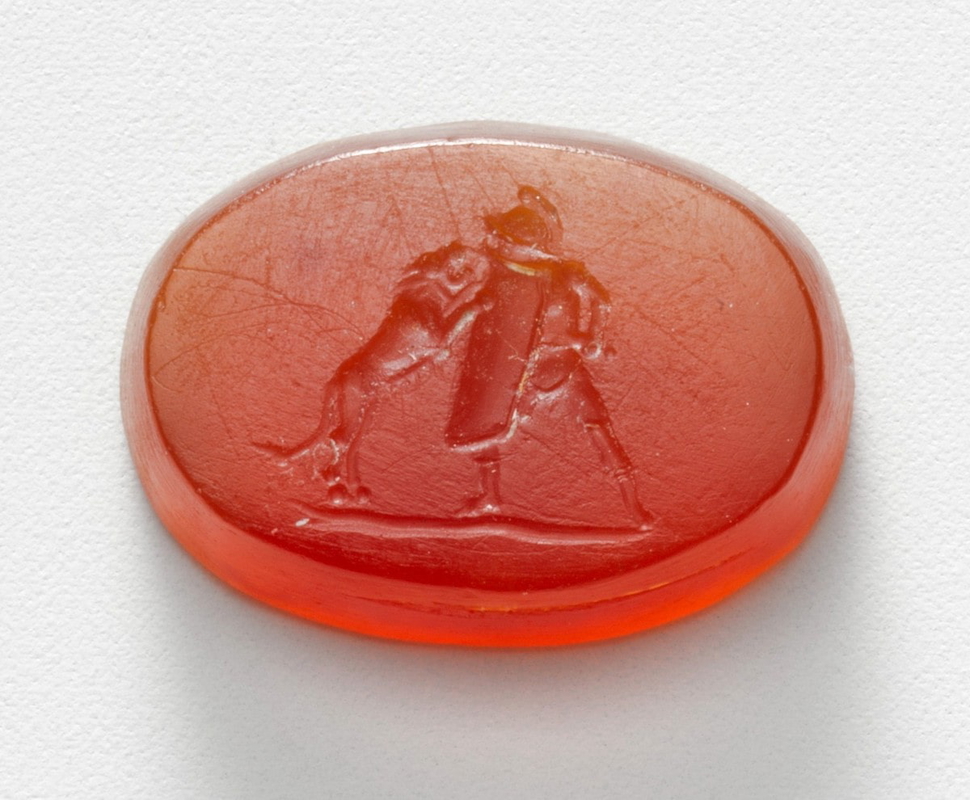 metropolitan museum carnelian intaglio gladiator lion