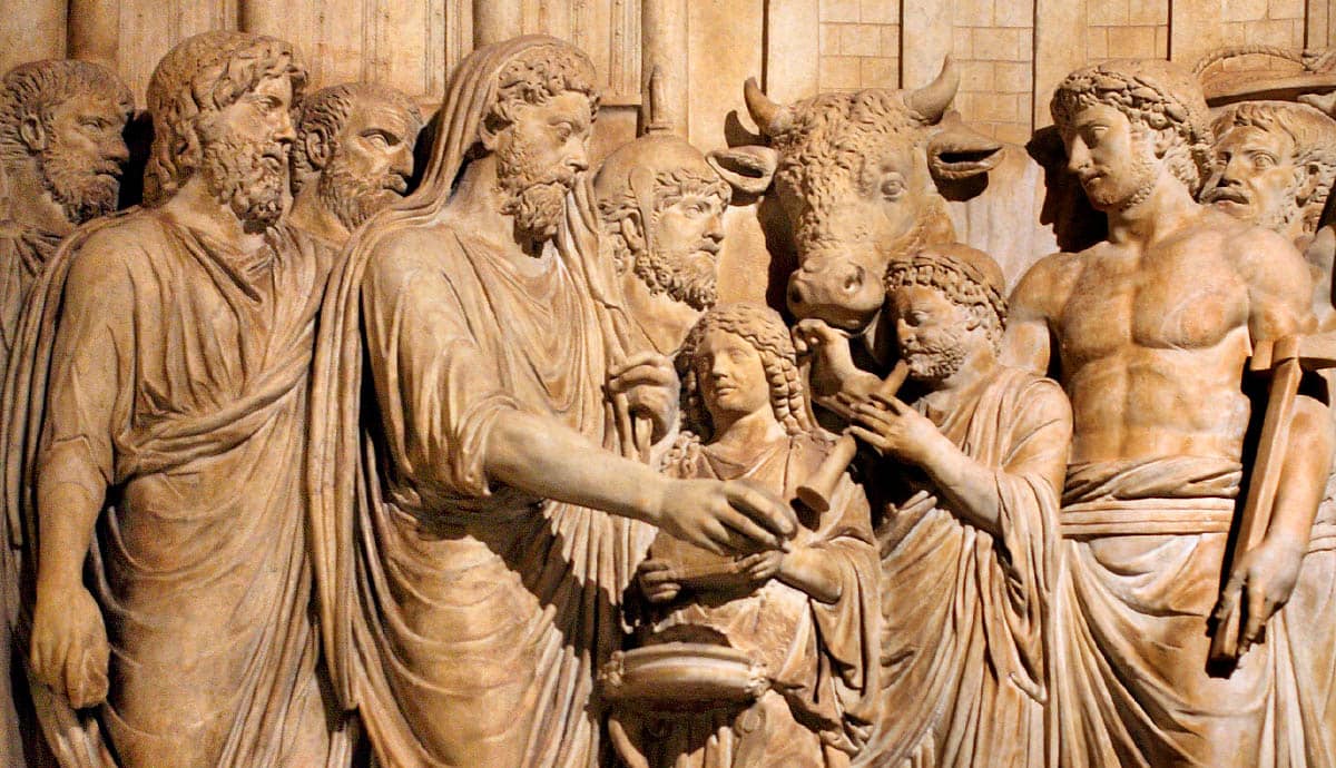 ancient rome relief arch marcus aurelius sacrifice