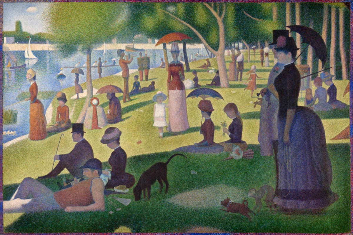 seurat riverside people sunday painting