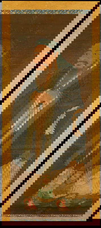 Confucius portrait hanging scroll silk