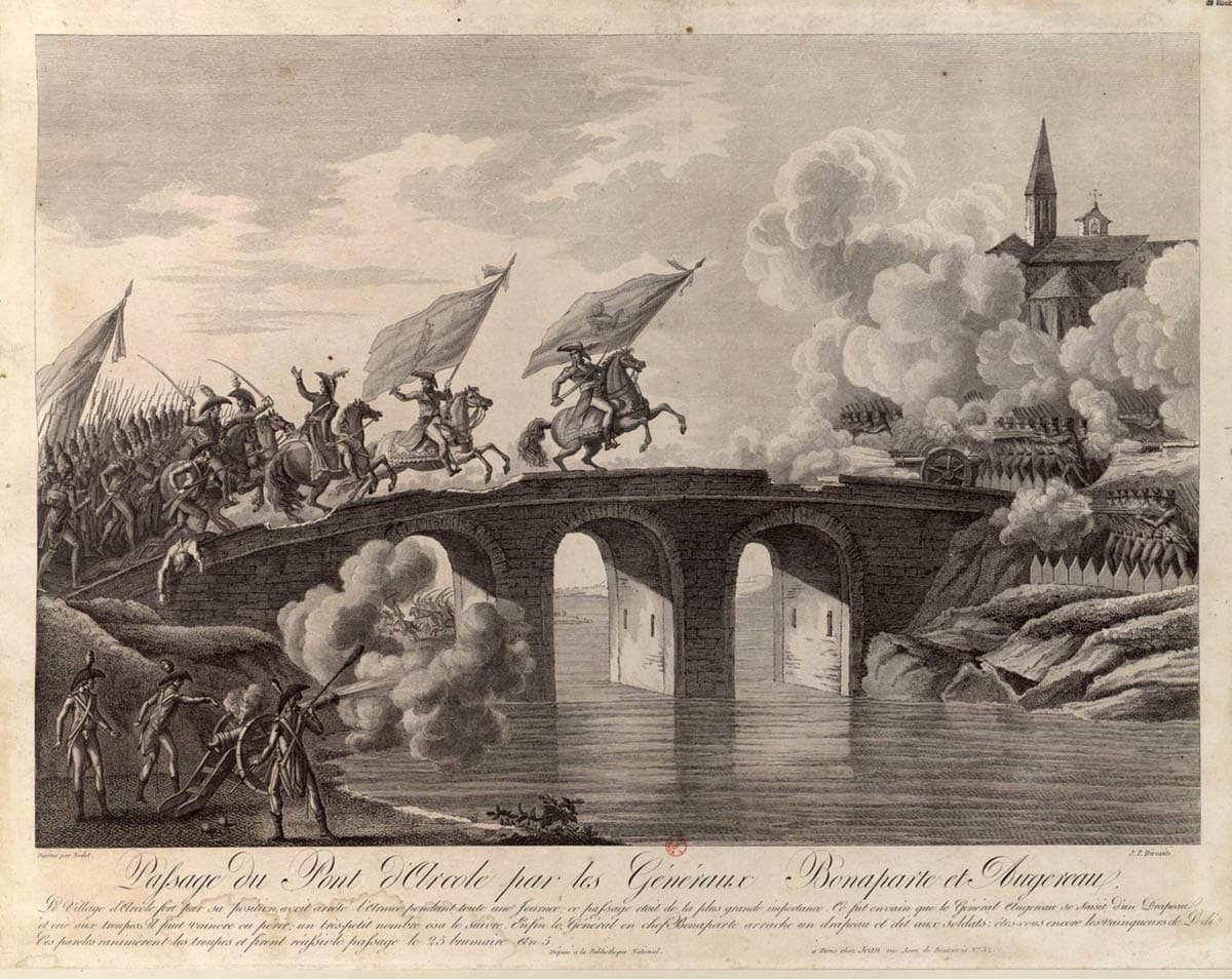 bridge at arcole general bonaparte engraving