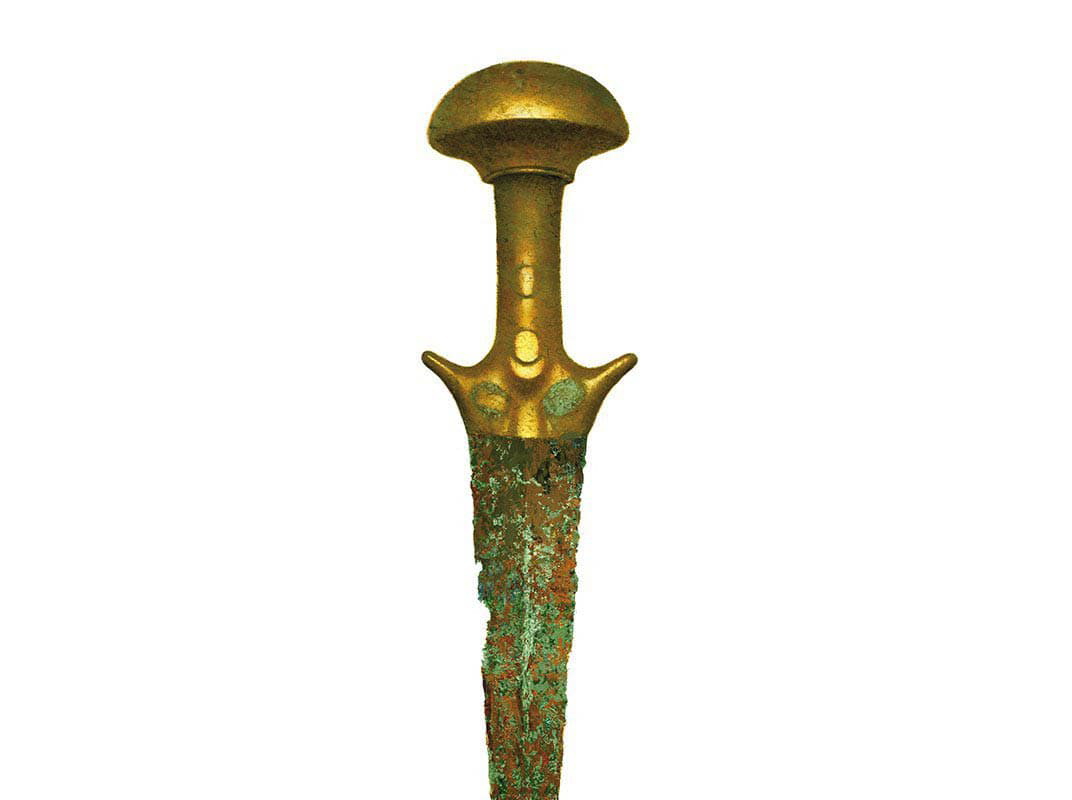 bronze sword handle griffin warrior pylos