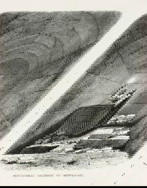 burial chamber of menkare bw drawing