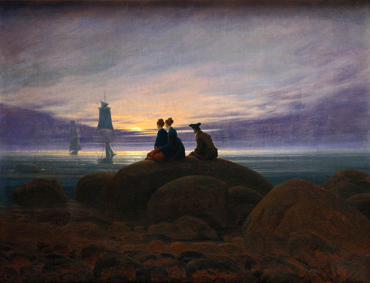 caspar david friedrich moonrise over sea 1821