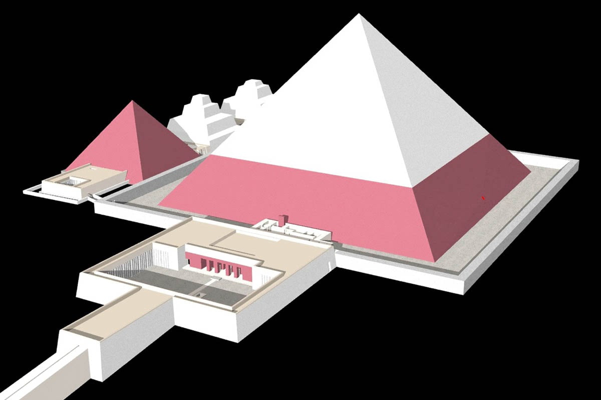 computer render model menkaure pyramid