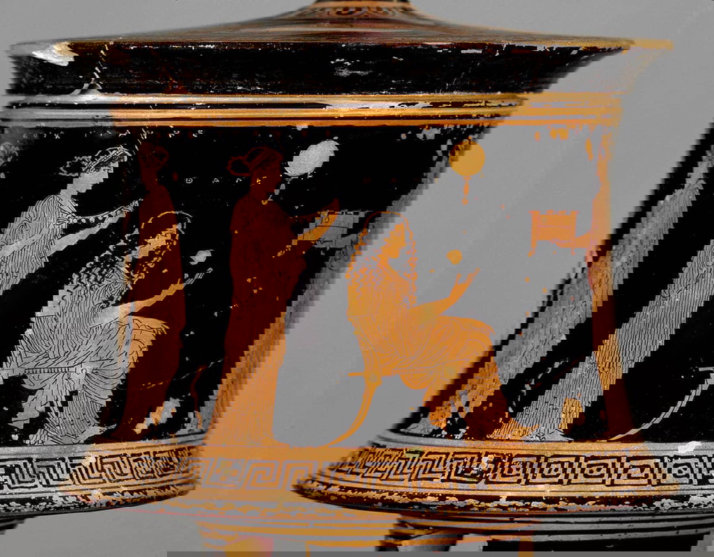 eretria painter vase pyxis depicting wedding