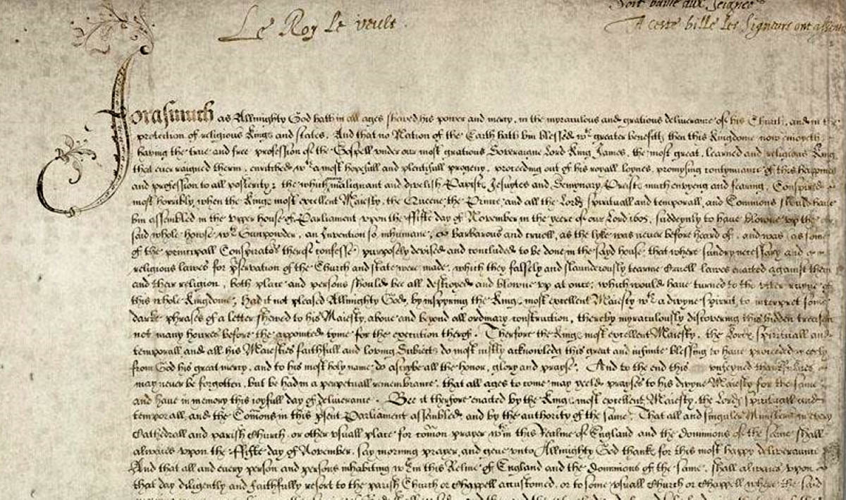 gunpowder plot thanksgiving act james i