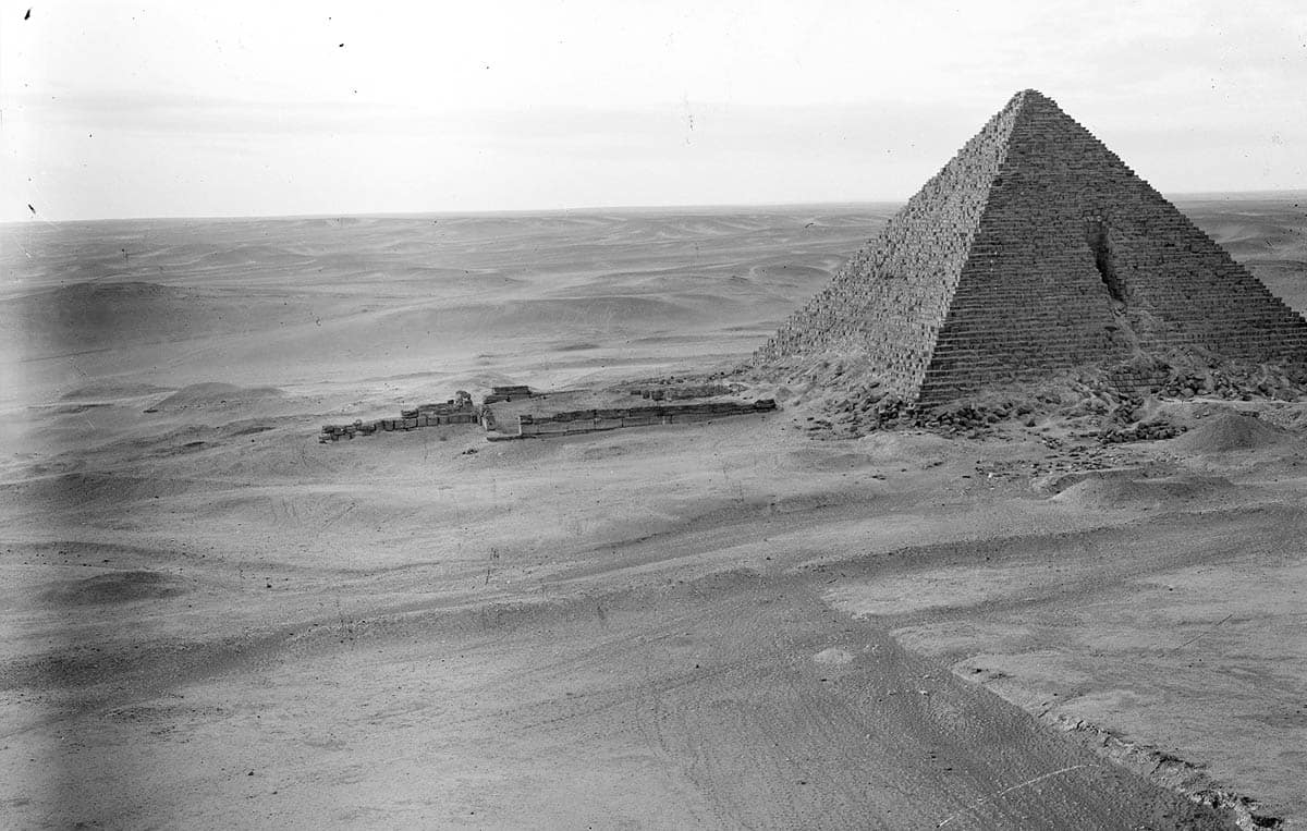 menkaure pyramid desert aerial photograph