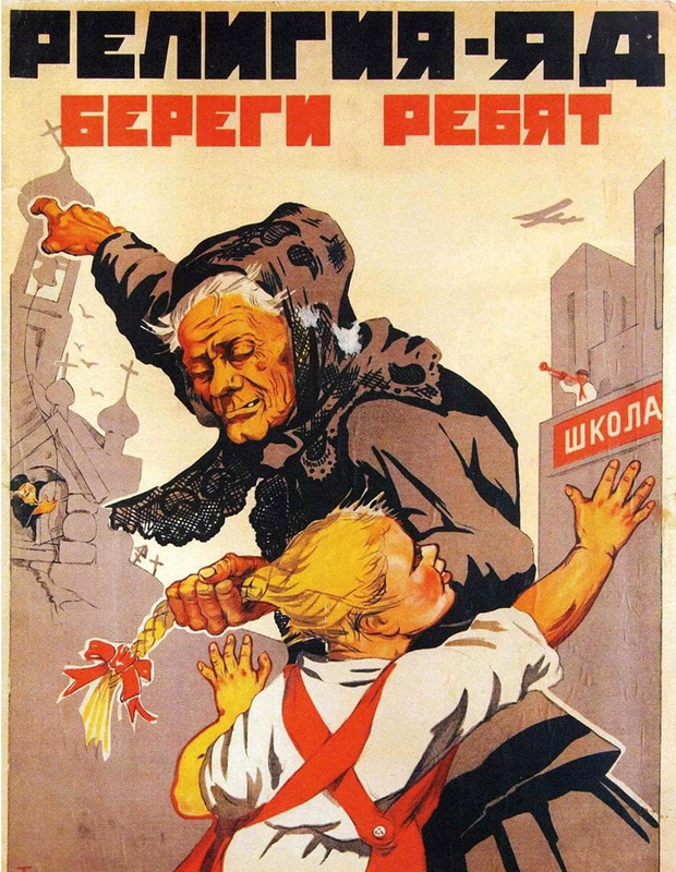 religion is poison soviet propaganda poster