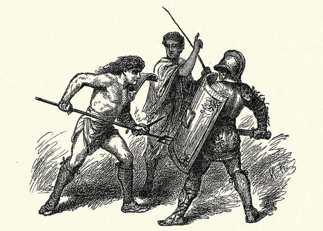 retarius fighting secutor engraving