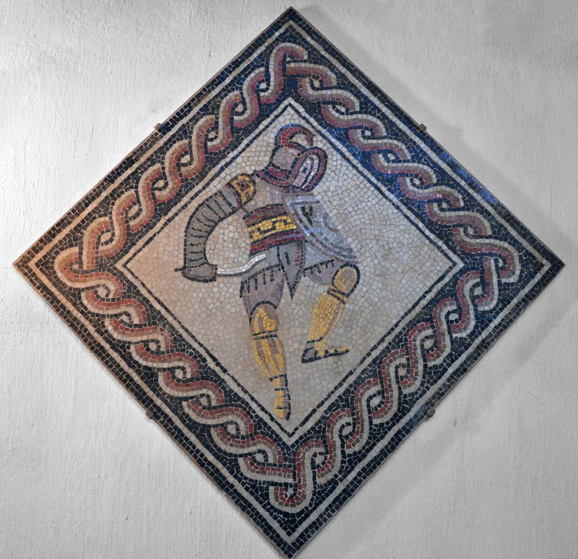 thraex gladiator mosaic medallion