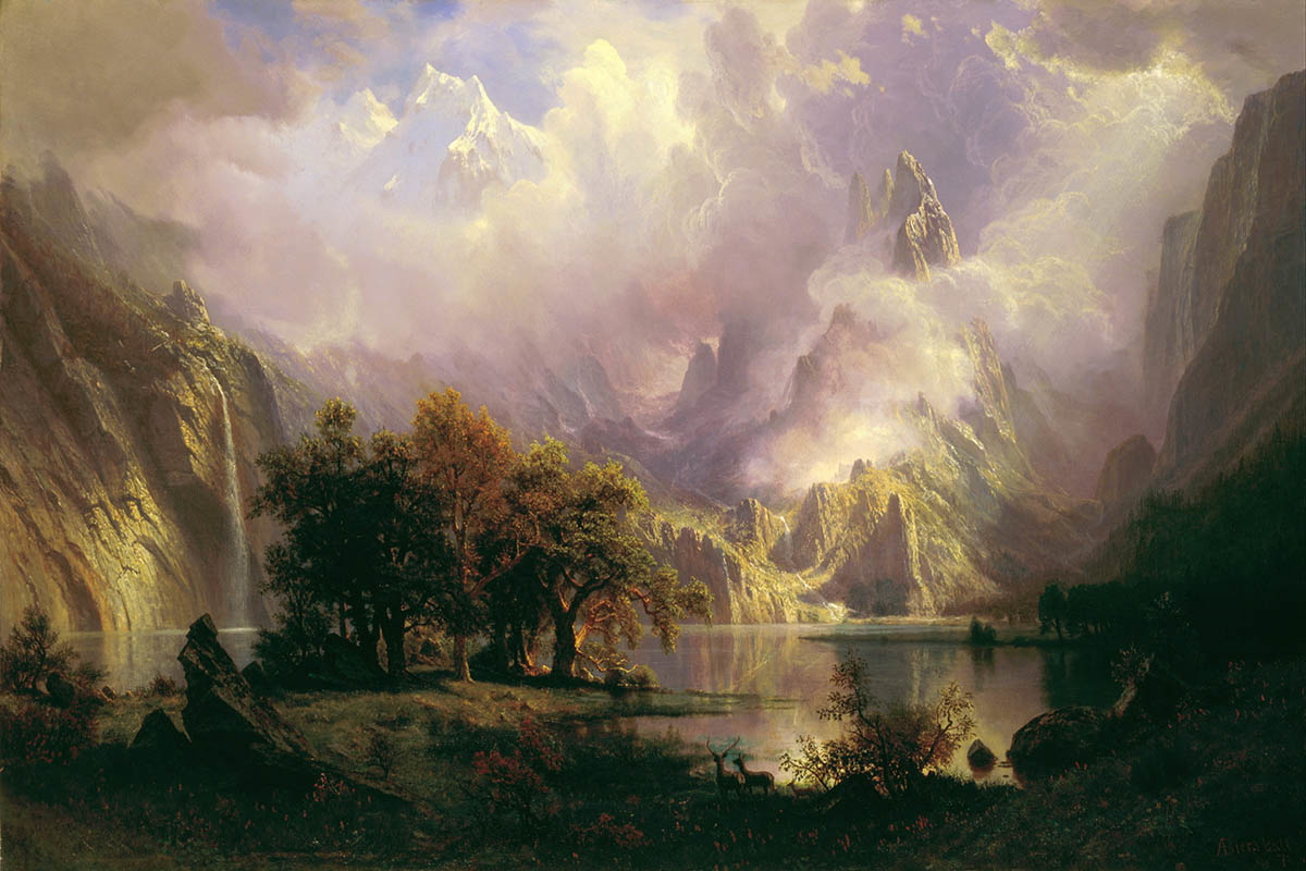 albert bierstadt rocky mountain painting hudson river school