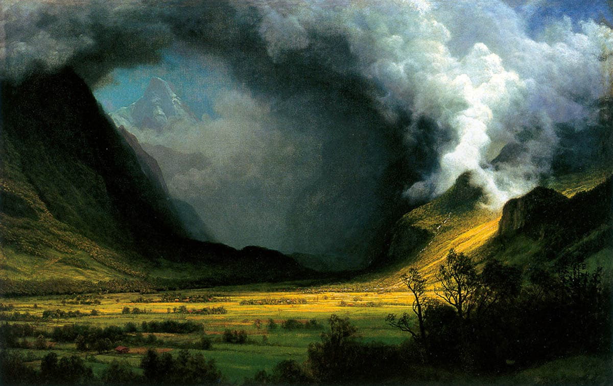 albert bierstadt storm mountains hudson river school