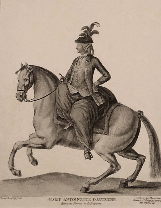 marie antoinette horseback vintage postcard