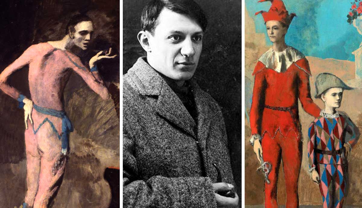 pablo picasso's rose period harlequin actor