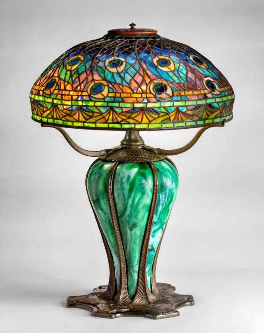 peacock library lamp louis comfort tiffany lamp