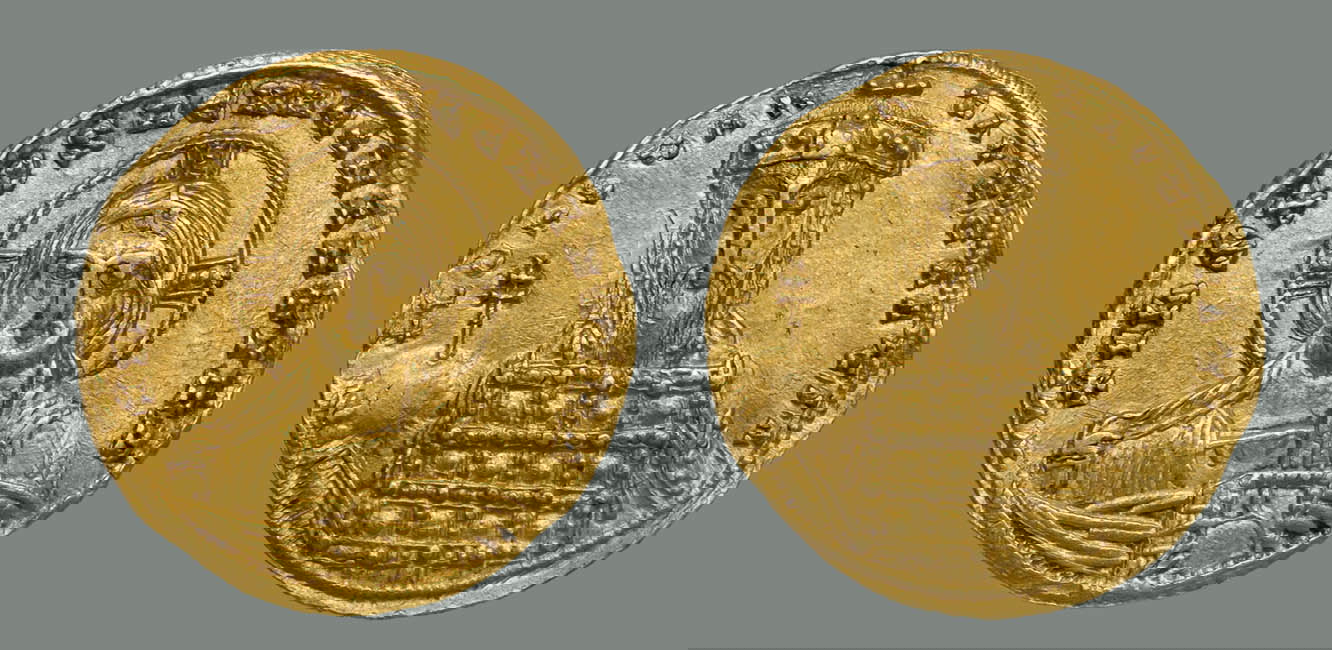 portrait emperor constantine porphyrogenitus golden coin