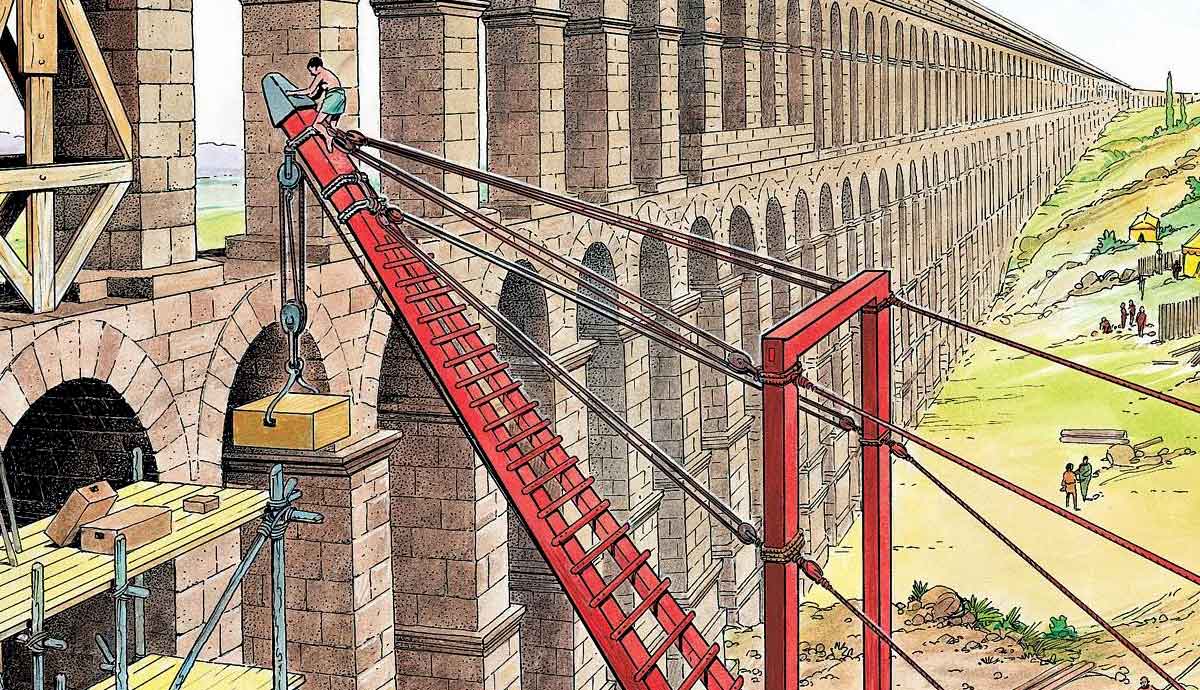 roman aqueduct building illustration