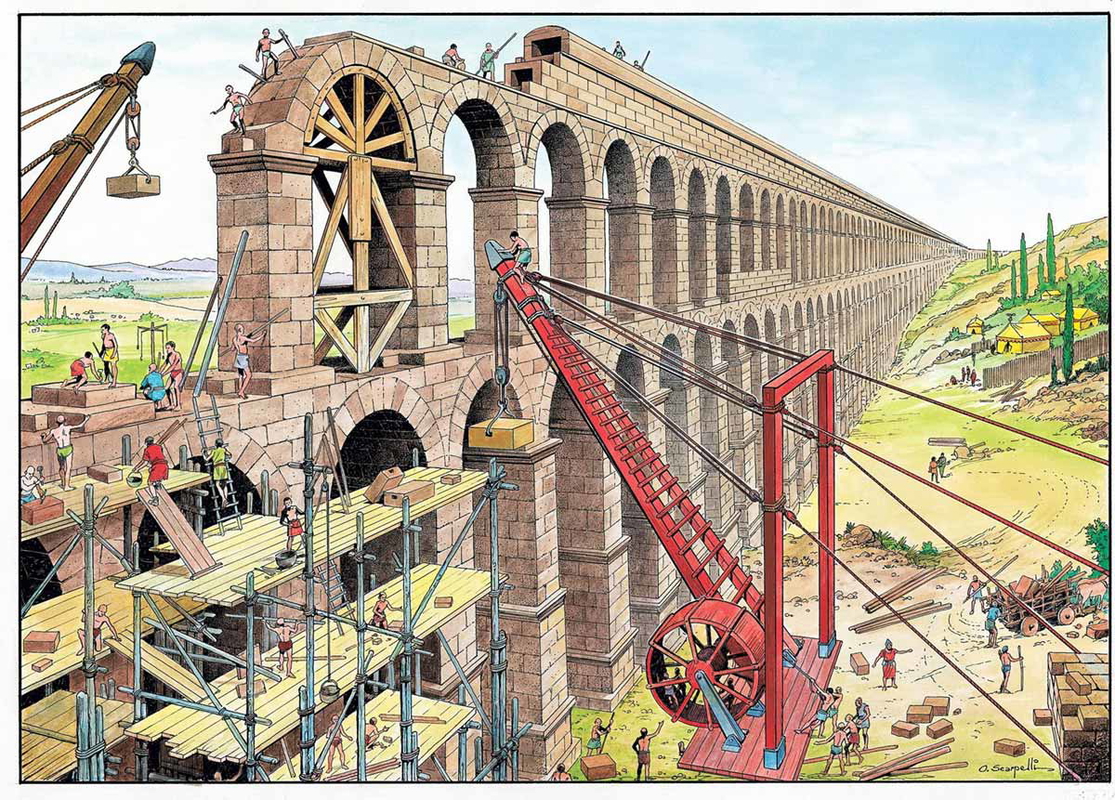 romans constructing aqueduct