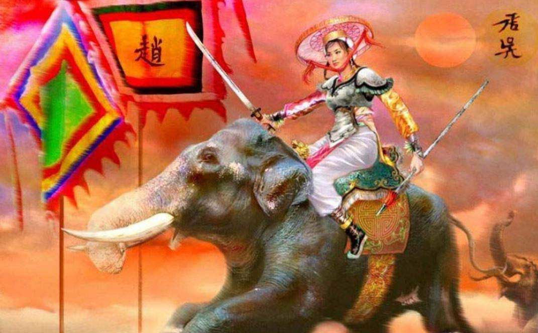 ba trieu on elephant in battle painting