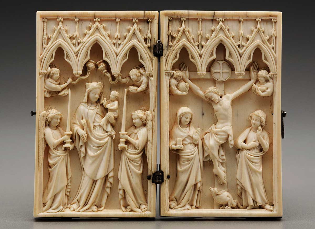 crucifixion diptych medieval french artwork