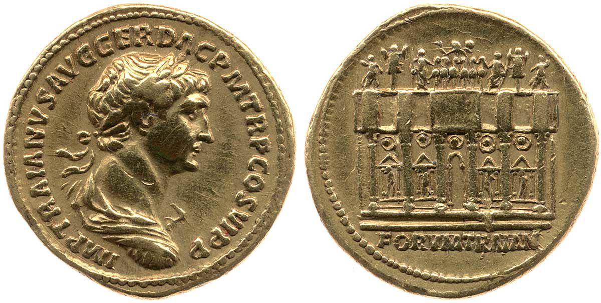 trajan forum basilica aureus coin