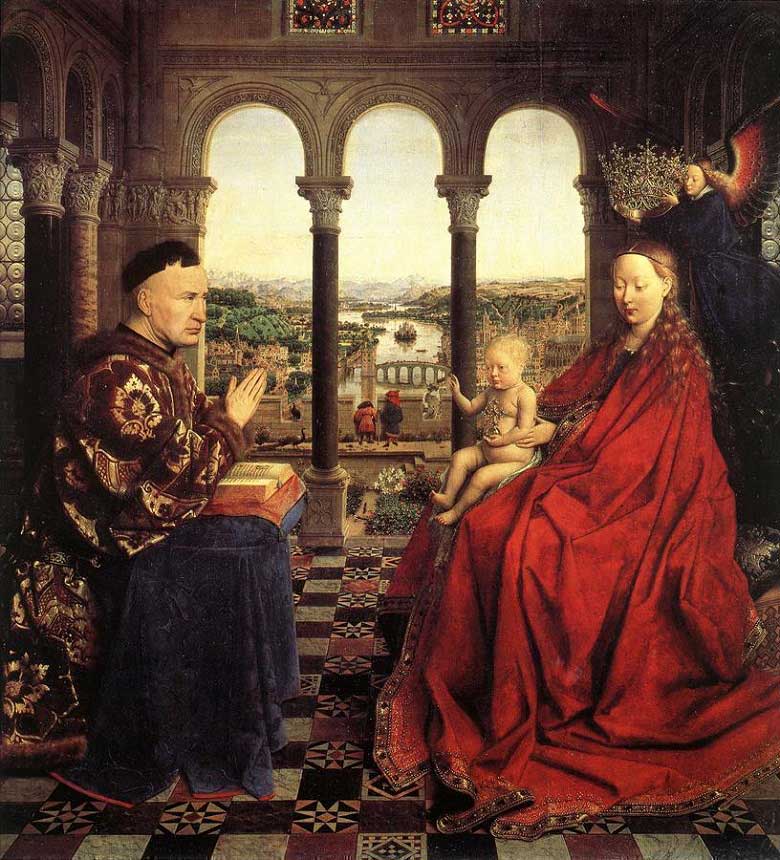 jan van eyck madonna of chancellor rolin painting northern renaissance