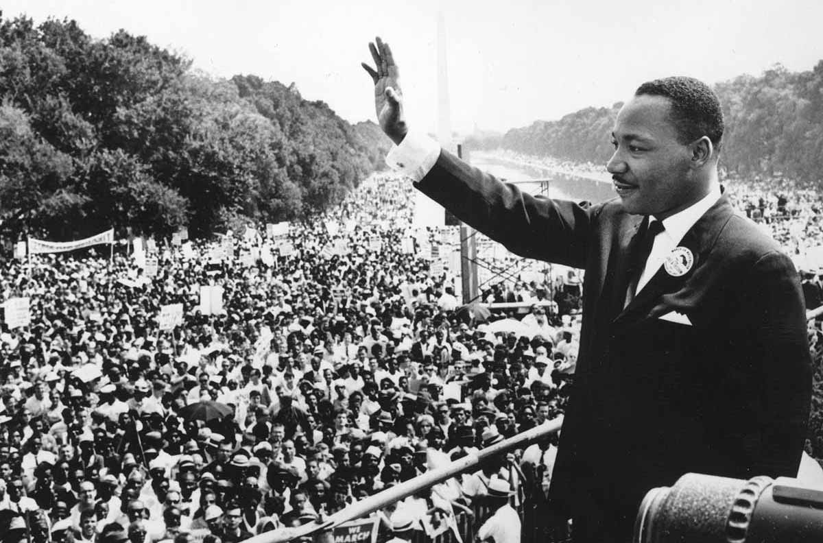 Martin Luther King Waves Crowd