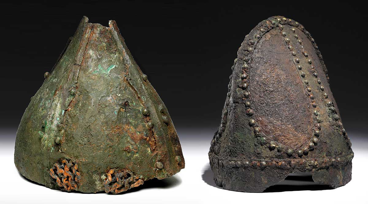 Sassanid iron copper helmets 6th century