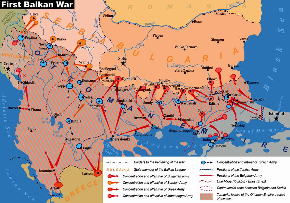 first balkan war invasion map