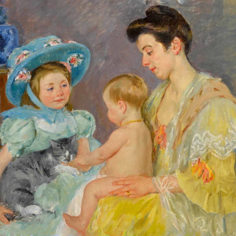 mary cassatt children playing with cat impressionism