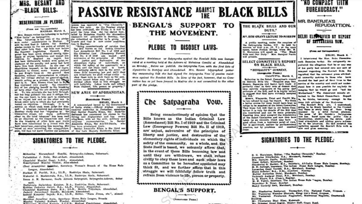 newspaper coverage rowlatt act