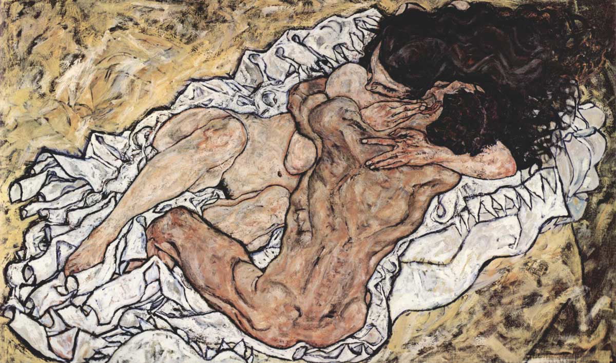 pair embracing schiele